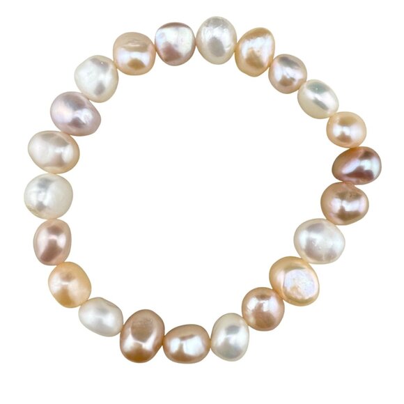 Freshwater Pearl Stretch Bracelet Multicolor 7 Inch Elastic Handmade Accessory - Picture 1 of 6